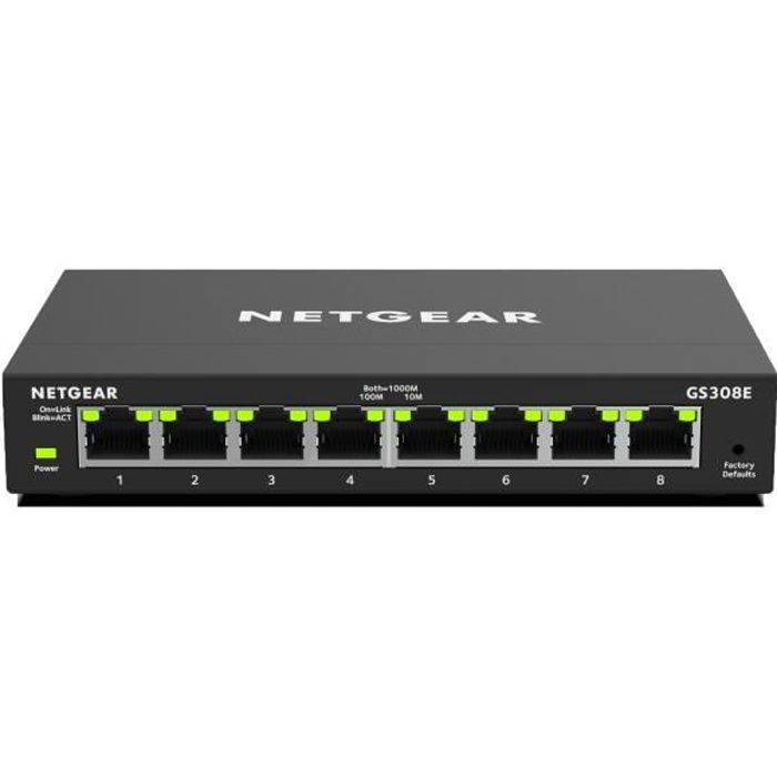 NETGEAR GS308E-100PES Switch Gigabit Ethernet Smart Managed Plus 8 Ports