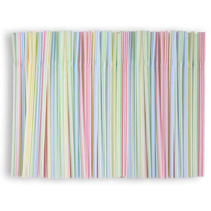 400 pailles réutilisables flexibles pour enfants et adultes Pailles pliables rayées multicolores Pailles