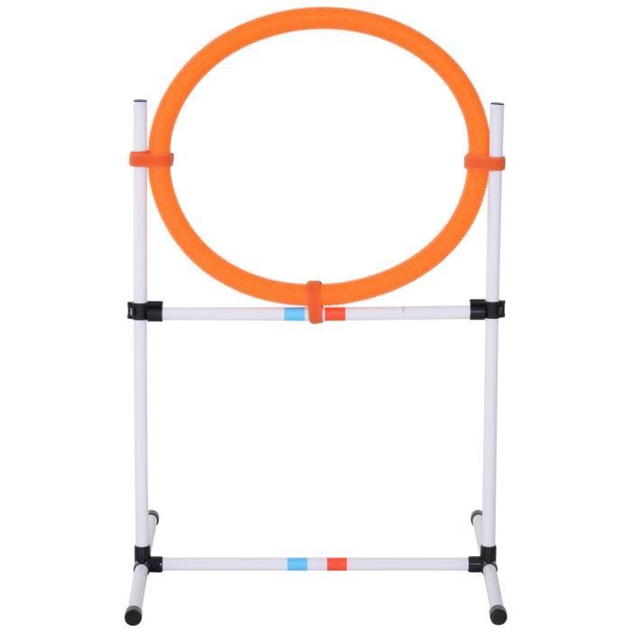 Agility sport pour chiens anneau d'agilité et obstacle 2 en 1 avec sac de transport plastique blanc orange 75x66x91cm Orange