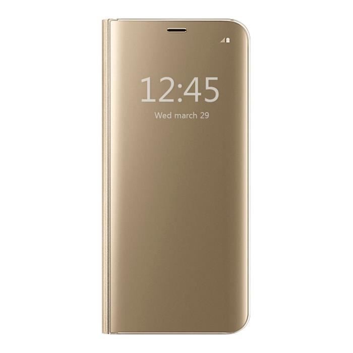 Coque pour Samsung Galaxy J3 2017(eur Version), protection Clear View Cover Flip Case Antichoc Téléphone Portable - Or