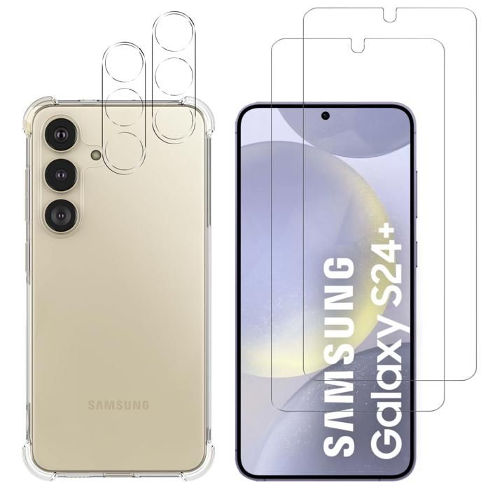 Coque antichoc pour Samsung Galaxy S24 PLUS et 2 Verres Trempé écran et 2 Protections Caméra Phonillico®