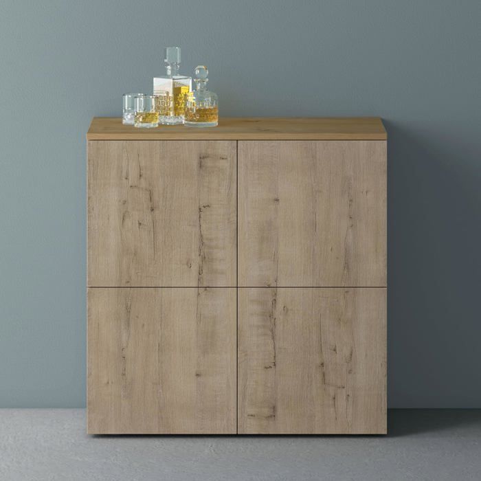 Mai & Mai Meuble de Rangement avec 4 Portes et 4 Compartiments Marron Clair + Chêne Blanc Clair 76x36 4x74 cm SR04 Mai & Mai Meuble de Rangement avec 4 Portes et 4 Compartiments Marron Clair + Chêne Blanc Clair 76x36 4x74 cm SR04