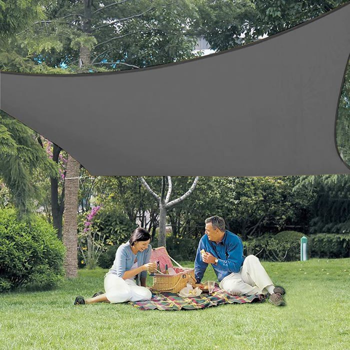 Voile D'ombrage Rectangulaire 2x3m - Imperméable UV Protection - Pour Terrasse, Jardin, Camping - Avec Cordes Et étui