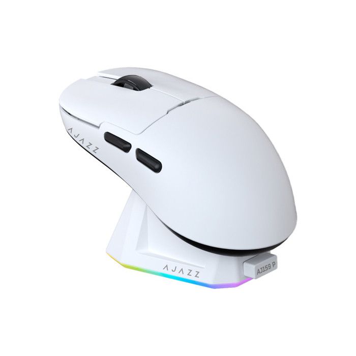 AJAZZ AJ159P Souris de jeu sans fil  Avec berceau de recharge RGB Dual Mode Blanc