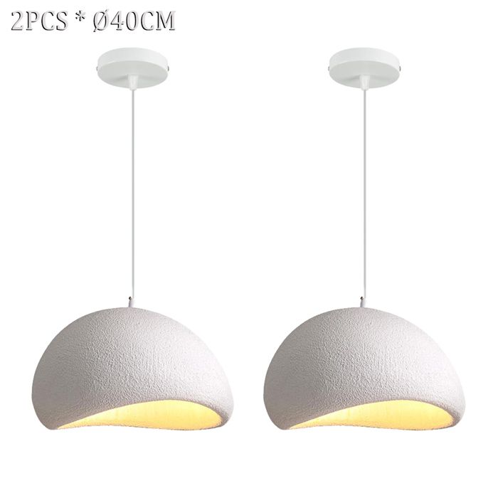 SNOGOLD 2x Suspension Vintage Lustre Industriel Abat-jour en Résine de Dôme Blanc Ø40cm E27 Luminaire Éclairage pour Couloir