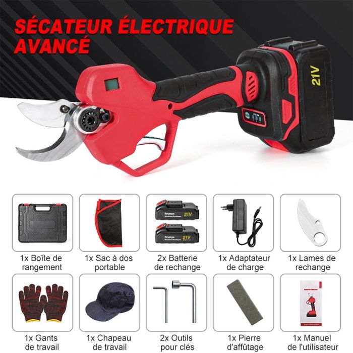 Secateur A Batterie Sécateur électrique Sans Fil - Taille-haies 40mm Avec Batterie 2000mAh Pour Jardinage Secateur Batterie