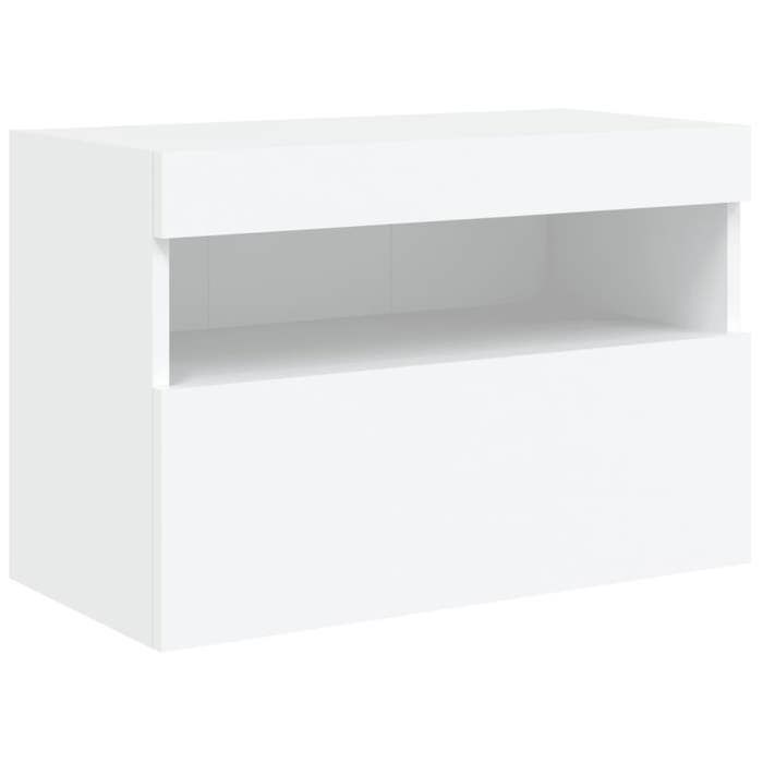 Blanc Meuble TV Flottant Console Multimédia avec lumières LED blanc 60x30x40 cm LV913