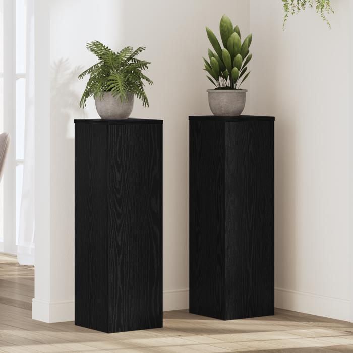 Supports de plantes - Chêne noir - 80 cm - Bois dingénierie - Lot de 2