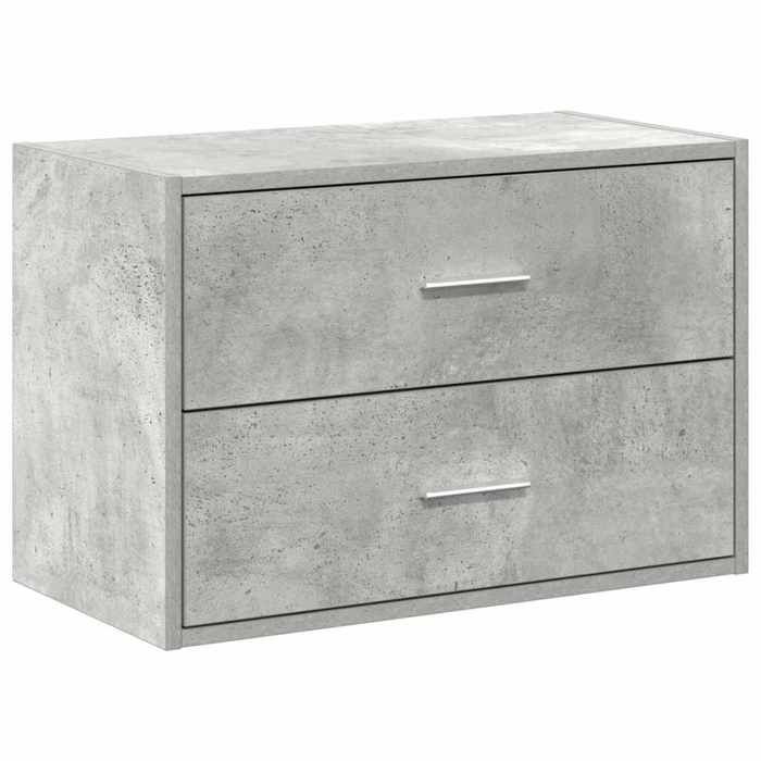 YUN@Armoire latérale - MODERNE - Commode Salon/chambre - avec 2 tiroirs - gris béton 60x31x40 cm - bois dingénierie @6665@