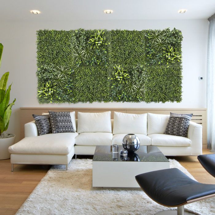 Mur Végétal Artificiel - HOME DECO FACTORY - Panache - Vert - 50 x 50 cm