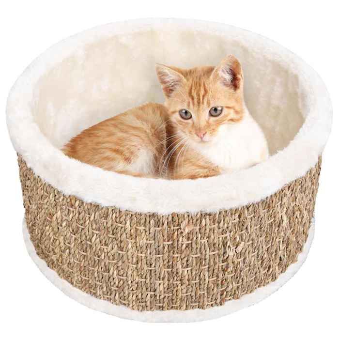 Panier pour chat - vidaXL - Rond 36 cm - Herbiers marins - Beige