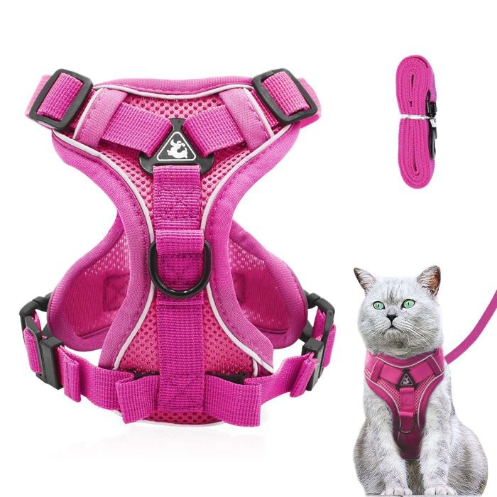 Meilleurs prix pour Harnais réglable pour chat - Anti-éclatement - Harnais pour chat - Harnais souple pour chat - Harnais de poitrine  - Rose - S