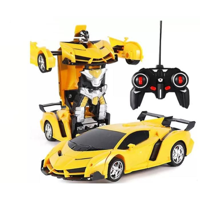 Voiture Télécommandée Transformers -- Avec des effets lumineux - Jouet pour Enfants -Jaune