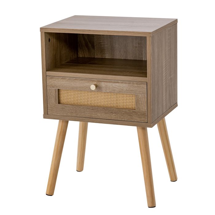COSTWAY Table de Chevet en Rotin avec Tiroir et Étagère Ouverte 4 Pieds en Bois Massif 40 x 30 x 60 5 cm COSTWAY Table de Chevet en Rotin avec Tiroir et Étagère Ouverte 4 Pieds en Bois Massif 40 x 30 x 60 5 cm