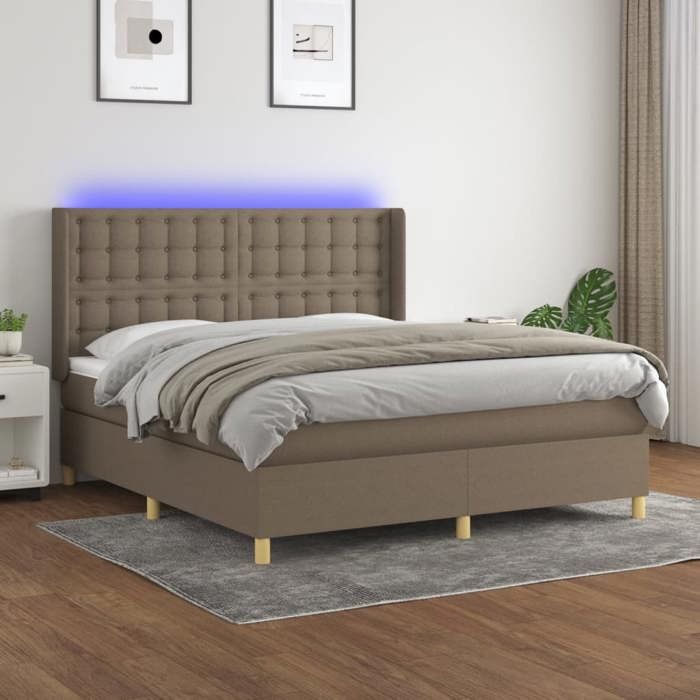 Maison Exclusive - Sommier à lattes de lit matelas et LED Taupe 160x200 cm Tissu