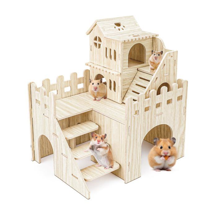 Maison Hamster avec Échelle - Labyrinthe - Syriens/Petits Animaux QIEDOVIEY