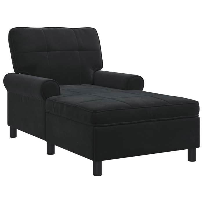 Les Soldes Chaise longue (1 PLACE) - CLOUD - Fauteuil Relax - Transat SALON - avec coussin Noir 91x157x91 cm Velours J1633
