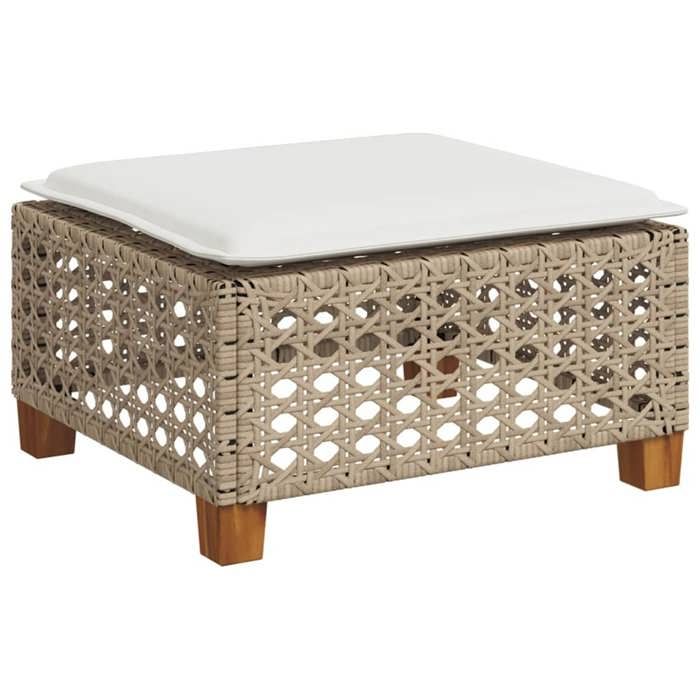 STAR SALE® Tabouret de jardin(1 pc) - Meuble balcon - et coussin beige 63 5x56x32cm résine tressée T4714
