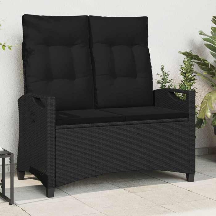 (Promo 2026)Banc de jardin - SHIELD - Meuble dextérieur - Banquette pour balcon Noir 105x60x112cm Acier et Polyester 8675429