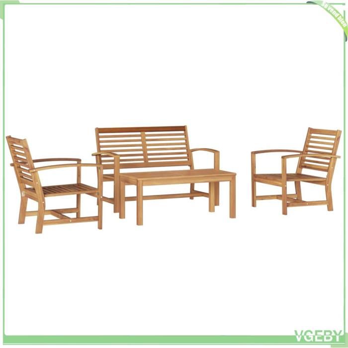 Ensemble canapé de jardin - FAFEICY - 3356852 - Bois de teck massif - Naturel - 4 places