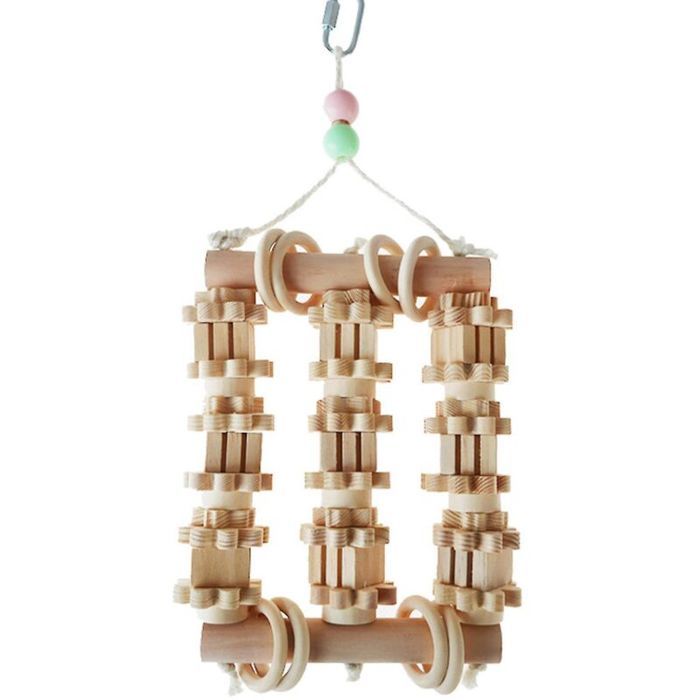 Jouet à mâcher pour perroquets - OKZ - Blocs à mâcher - Bois - Pour conures et calopsittes - Gris dAfrique