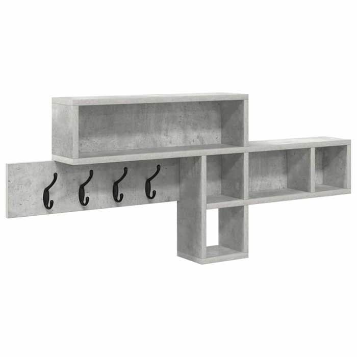 Porte-manteau mural - 1 PC - Avec miroir - Pour salon/couloir - avec étagère Gris béton 100x12x43 5 cm LL4032