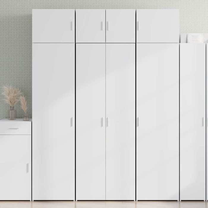Blanc Buffet haut blanc 70x42 5x185 cm bois dingénierie - Meuble Rangement LV28803