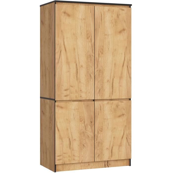 Garde-robe Chêne Sonoma 80x50x200 Cm – 5 Compartiments, Rangement Pratique, Design épuré, Facile à Monter - 7