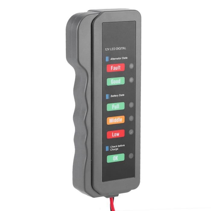 Testeur de Batterie 12V et Alternateur, LED Numérique, Analyseur de Charge et Condition pour