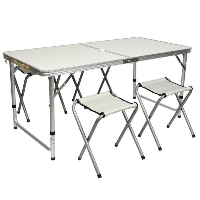 WISS Table de Camping avec 4 chaise Pliante en Aluminium ,Table De Jardin  pour Barbecue - Cdiscount Sport