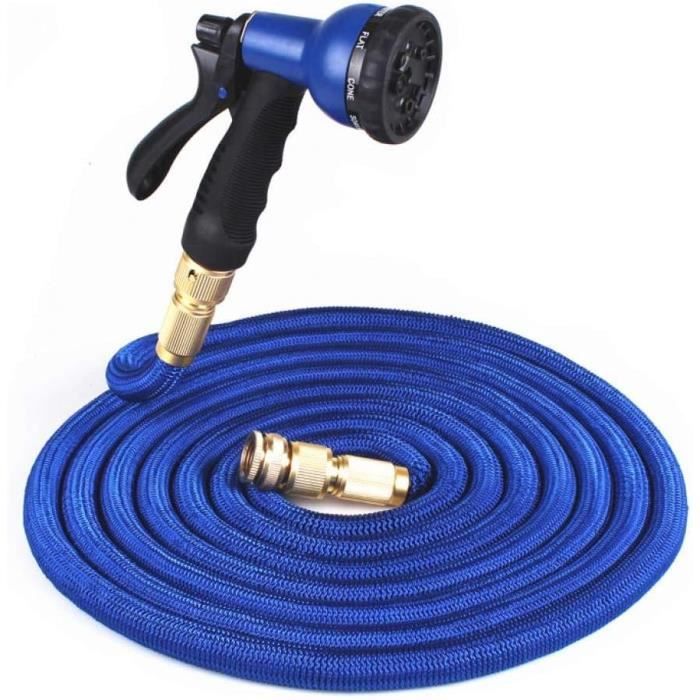 FANSIR Tuyau D'Arrosage Rétractable 22m 8 Modes - Pistolet Pulvérisateur Flexible Anti-Torsion Léger