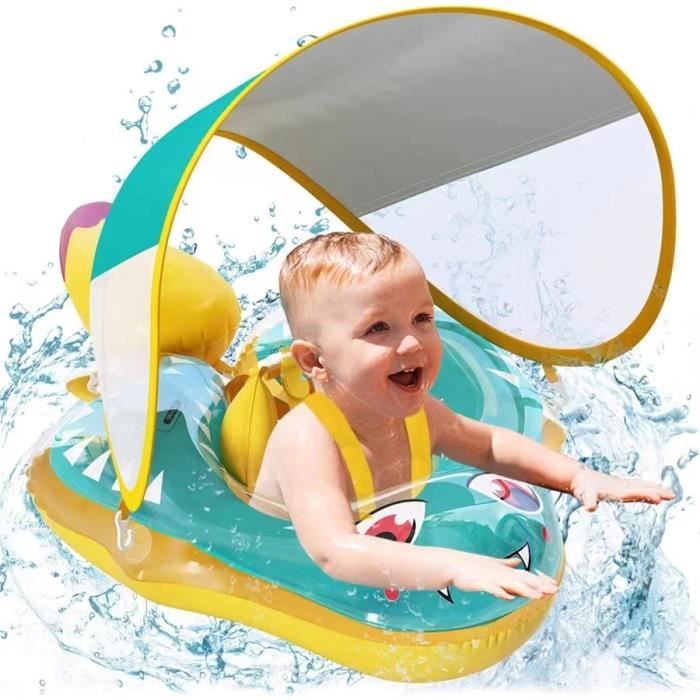 Parasol Amovible Pour Bouée Bébé - Protection Solaire UPF 50+ - Tissu Mesh Respirant - Pour Piscine Et Plage - Fixation Facile