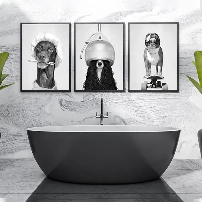 Acheter Affiche de baignoire avec animaux en noir et blanc