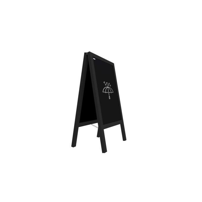 ALLboards Chevalet Stop Trottoir 78x44cm - Cadre Bois Laqué - Surface HDF Noir Pour Craie/Marqueur - Publicité Commerce