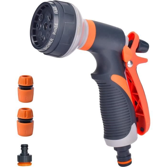 Pistolet D'arrosage Jardin 8 Modes Réglables - Débit Contrôlable, Interface Cuivre, ABS Léger - Pour Voiture, Plantes, Animaux