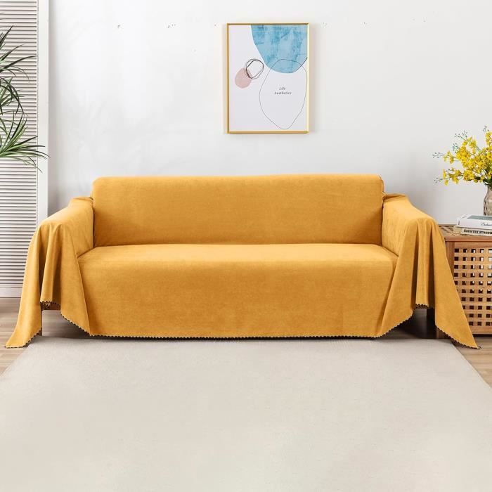 Housse de canapé - Jaune - 180x90cm - Imperméable - Extensible - Lavable
