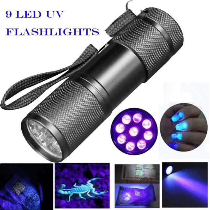Keaiweni® Détection de la lumière noire 9 LED UV Ultra Violet Mini