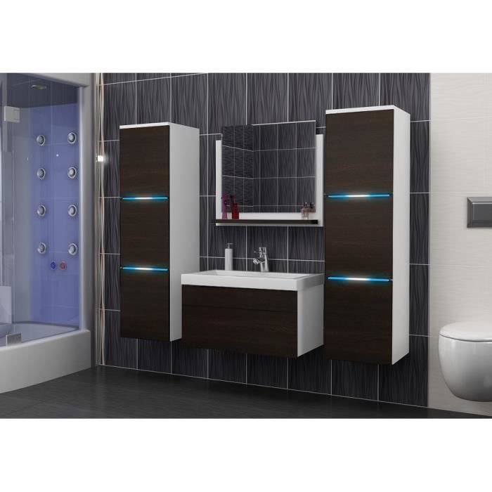 Salle De Bain Complete Luna Blanc Wenge Led Vasque En