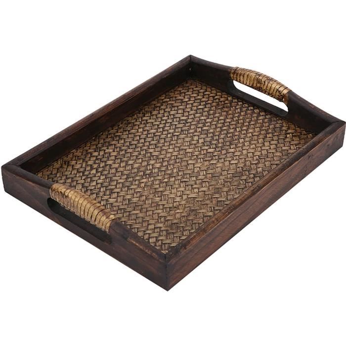 MAONAME Plateau décoratif turquoise pour table basse, 33 cm, plateau de service moderne marbré avec poignées, plateau rond en plastique pour ottoman, salle de bain, rangement