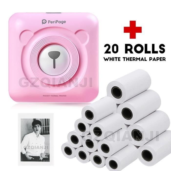 PeriPage Mini Imprimante Thermique Bluetooth - Sans Encre - Pour Photos, Étiquettes, Notes - Compatible Smartphone, IPad, PC - 5