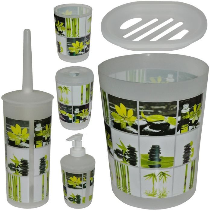 Set Lot 6 Accessoires Salle De Bain Wc Deco Zen Achat Vente