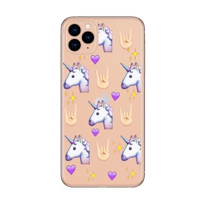 Coque Iphone 11 Licorne Emojii Unicorn Cute Kawaii Coeur