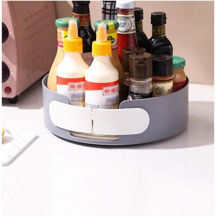 Plateau Tournant Lazy Susan MDesign 2 étages – Gris Fumé – Organiseur Pour épices, Bocaux Et Condiments – Idéal Placard Et Plan De Travail