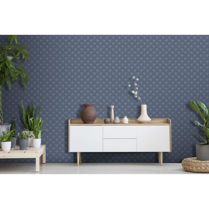 Papier Peint Intisse Ecailles Gatsby Bleu 1005cm X 52cm Achat