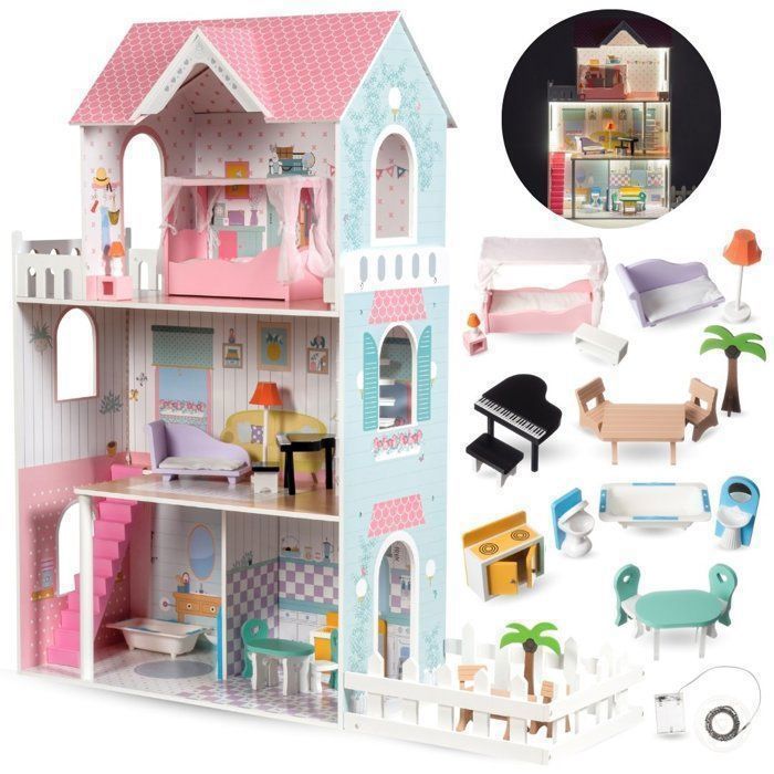 KidKraft 65949 Maison De Poupées En Bois Shimmer Incluant Accessoir Et Mobilier 4 Etages De Jeu Pour Poupees 30 Cm Amz B06xfqg