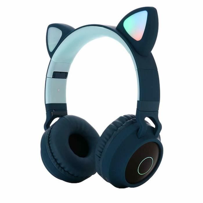 Chat Oreille Casque Led Oreille Casque Chat Ecouteur Clignotant Brillant Casque Gaming Ecouteurs Pour Adulte Et Enfants Type Bleu Prix Pas Cher Cdiscount