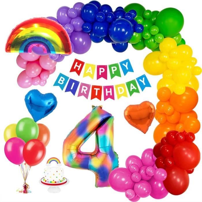 Decoration Anniversaire Fille 4 Ans Ballon Anniversaire 4 Ans Fille Avec Joyeux Anniversaire Banniere Geants Ballons Numero Ballo Cdiscount Maison