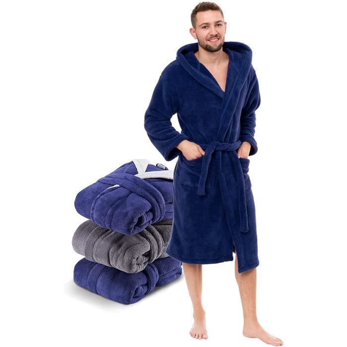 Peignoir Robe de Chambre Homme Polaire en Microfibre 100 Polyester avec Capuche L 783 Cdiscount Maison