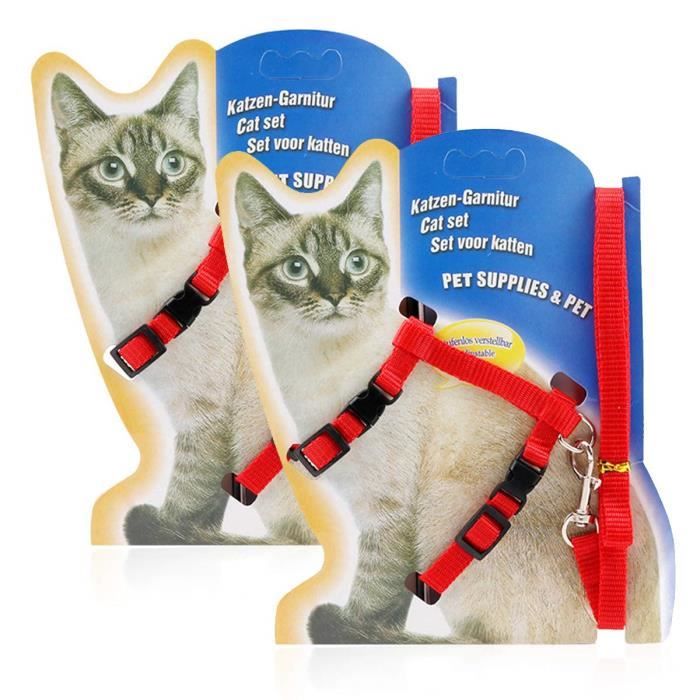 Petcute Laisse Chat Harnais Et Laisse Pour Chaton Reglable Harnais Avec Laisse Pour Animal Domestique 2 Pieces Cdiscount