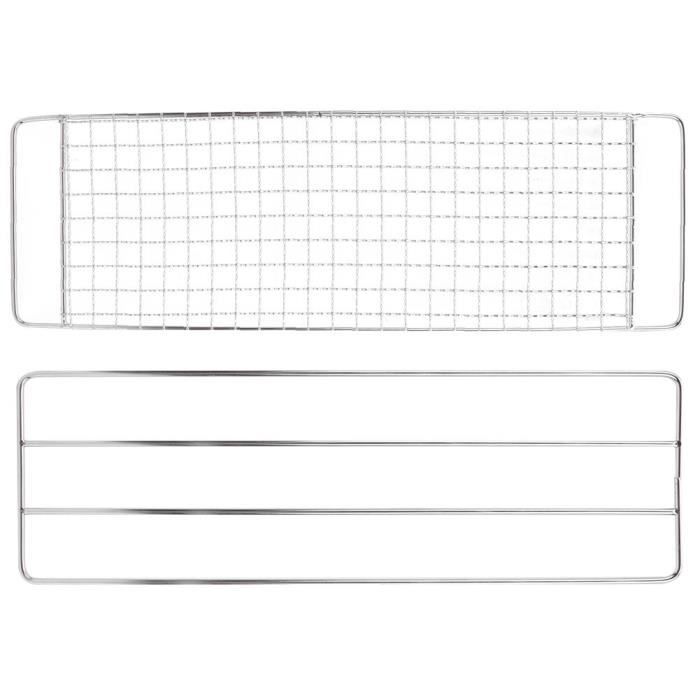 Grille De Barbecue En Acier Inoxydable 60x40 Cm – Avec Poignées Et Rainures Anti-Graisse – Noir Robuste